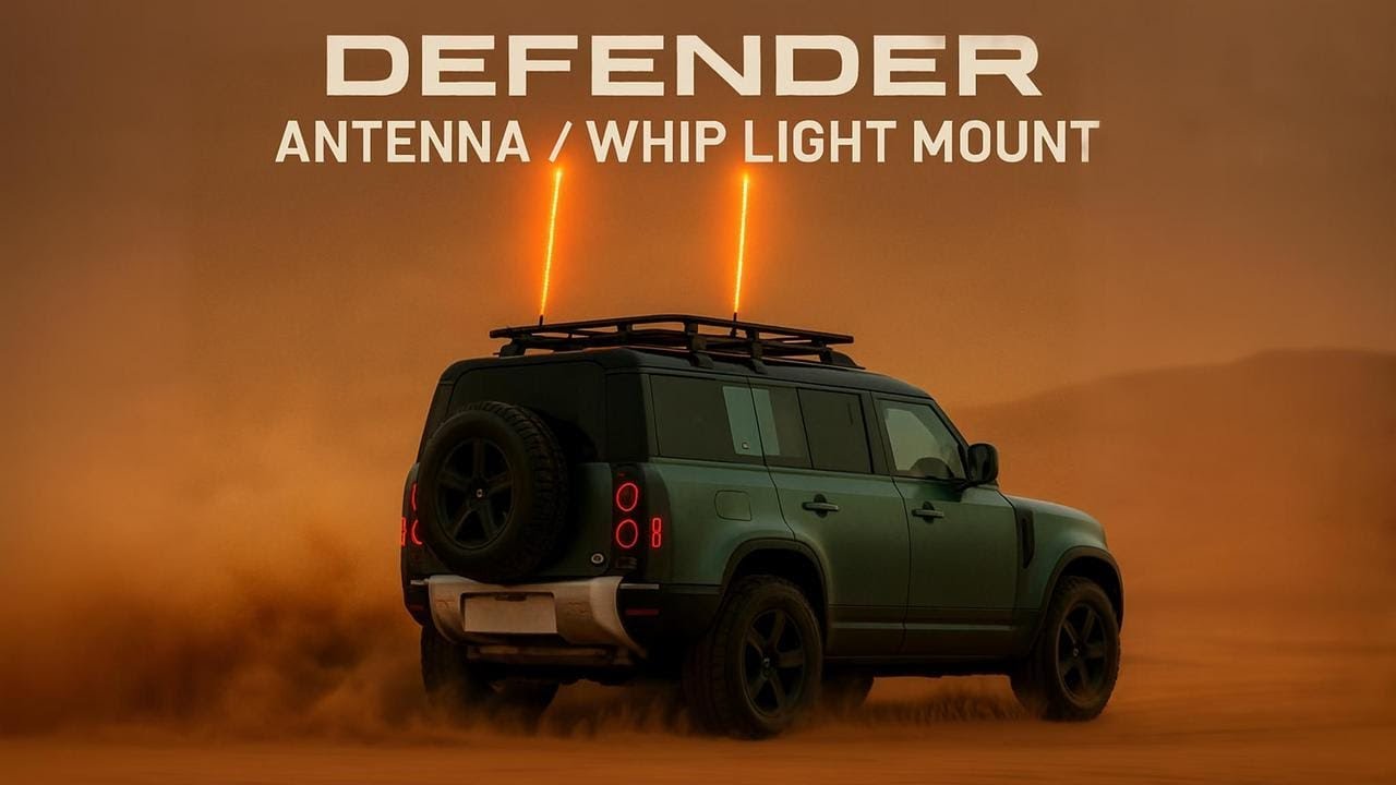 Land Rover DEFENDER L663 Roof Rail CB Radio Antenna Aerial / Sand Flag / WIP light - Mount Bracket
