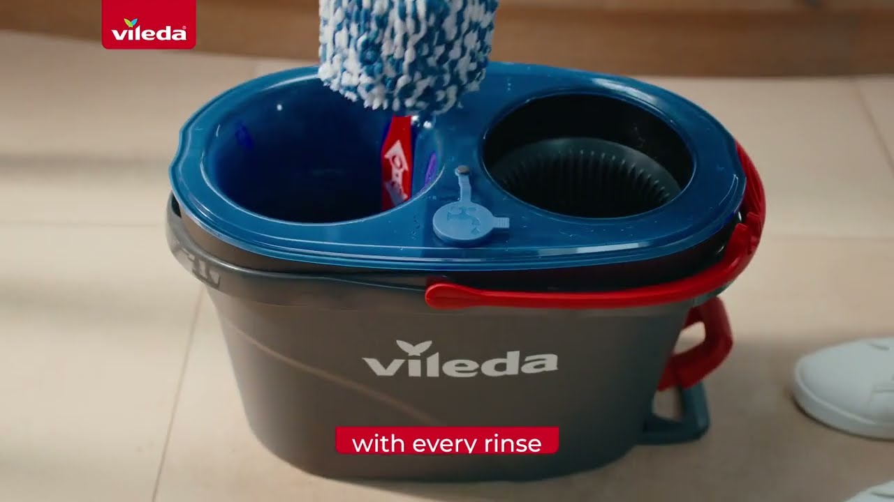 Vileda RinseClean Spin Mop and Bucket - 100% separation of clean and dirty water.