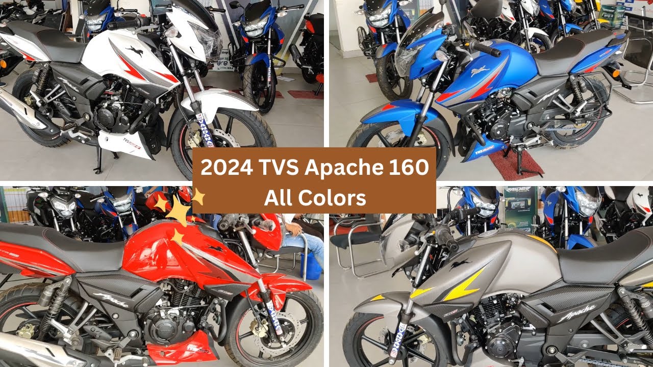 2024 TVS Apache RTR 160 2V All Colors Details || Pear White/Gloss Black/Racing Red/Blue/Grey