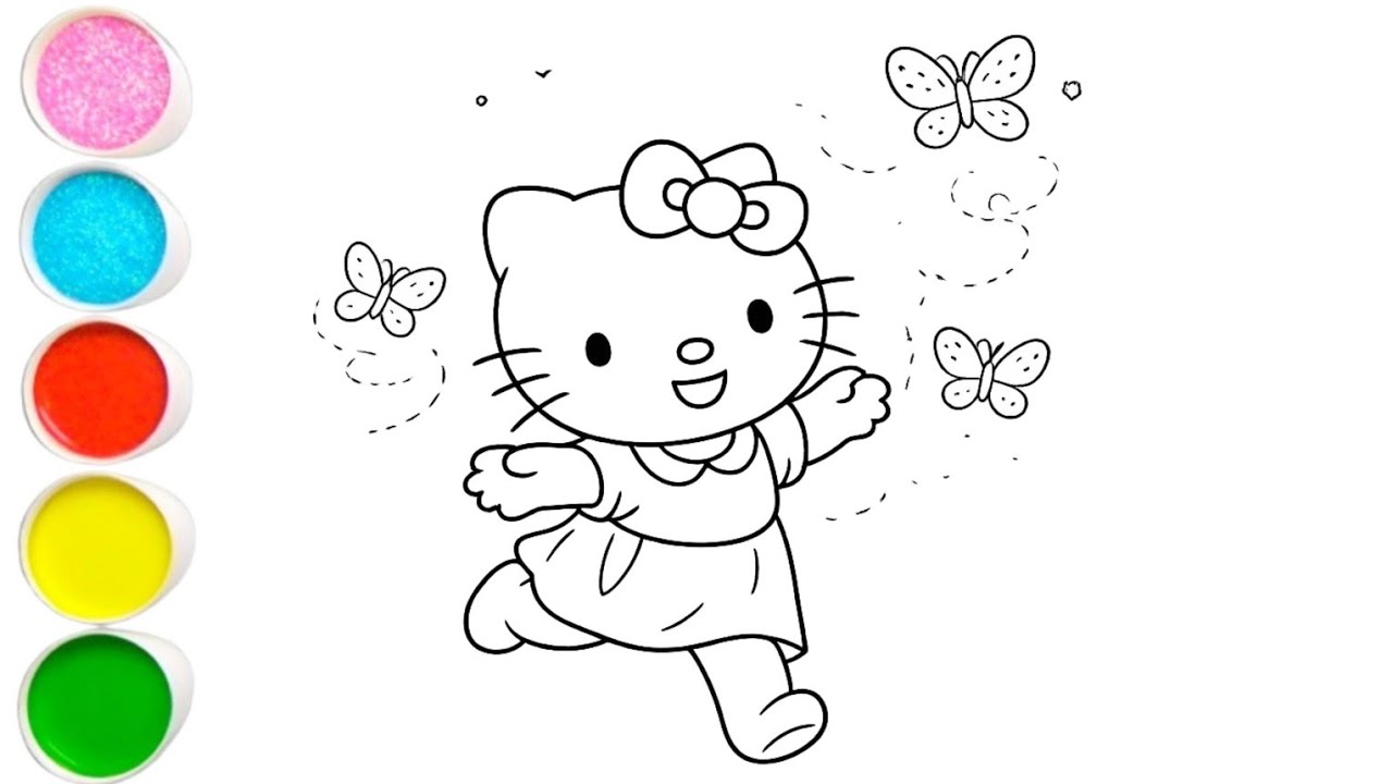 Hello kitty drawing painting and coloring for kids and toddler's 