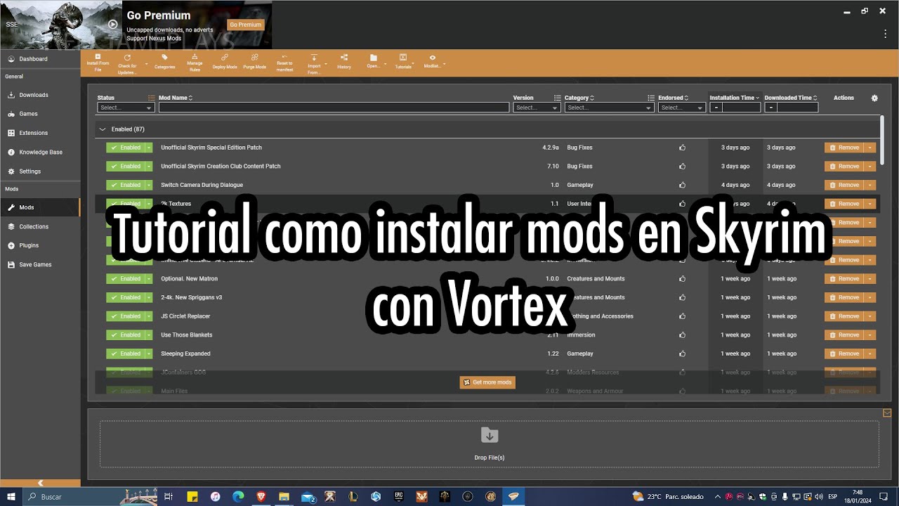 Como instalar mods de Skyrim con Vortex - BIEN EXPLICADO