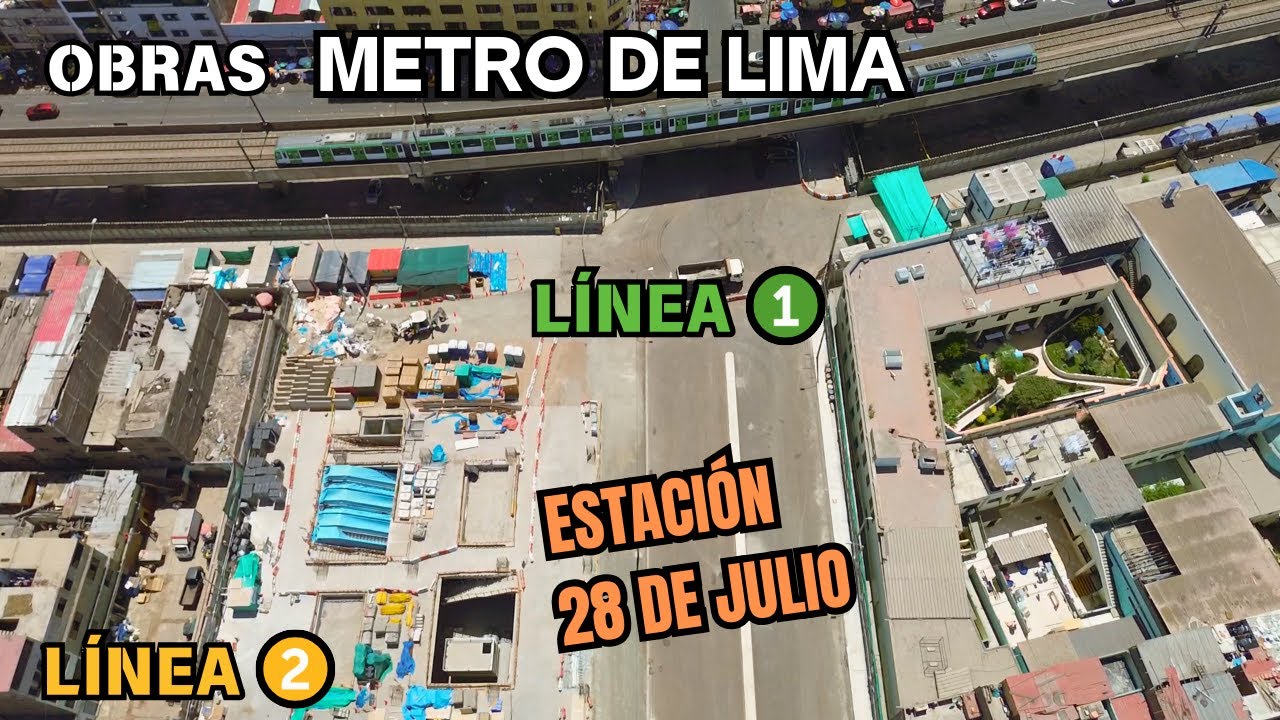 Vistas aéreas de la Estación 28 de Julio del Metro de Lima | ¡Conexión de Líneas 1 y 2! | Obras 2025