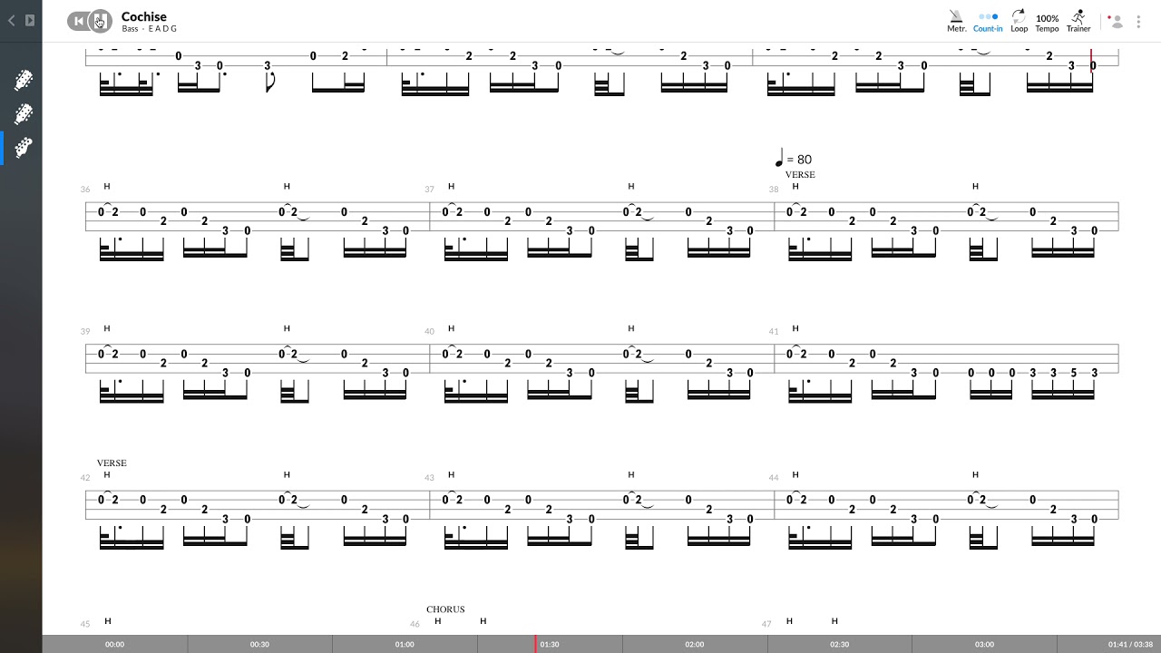 Audioslave - Cochise (BASS TAB PLAY ALONG)