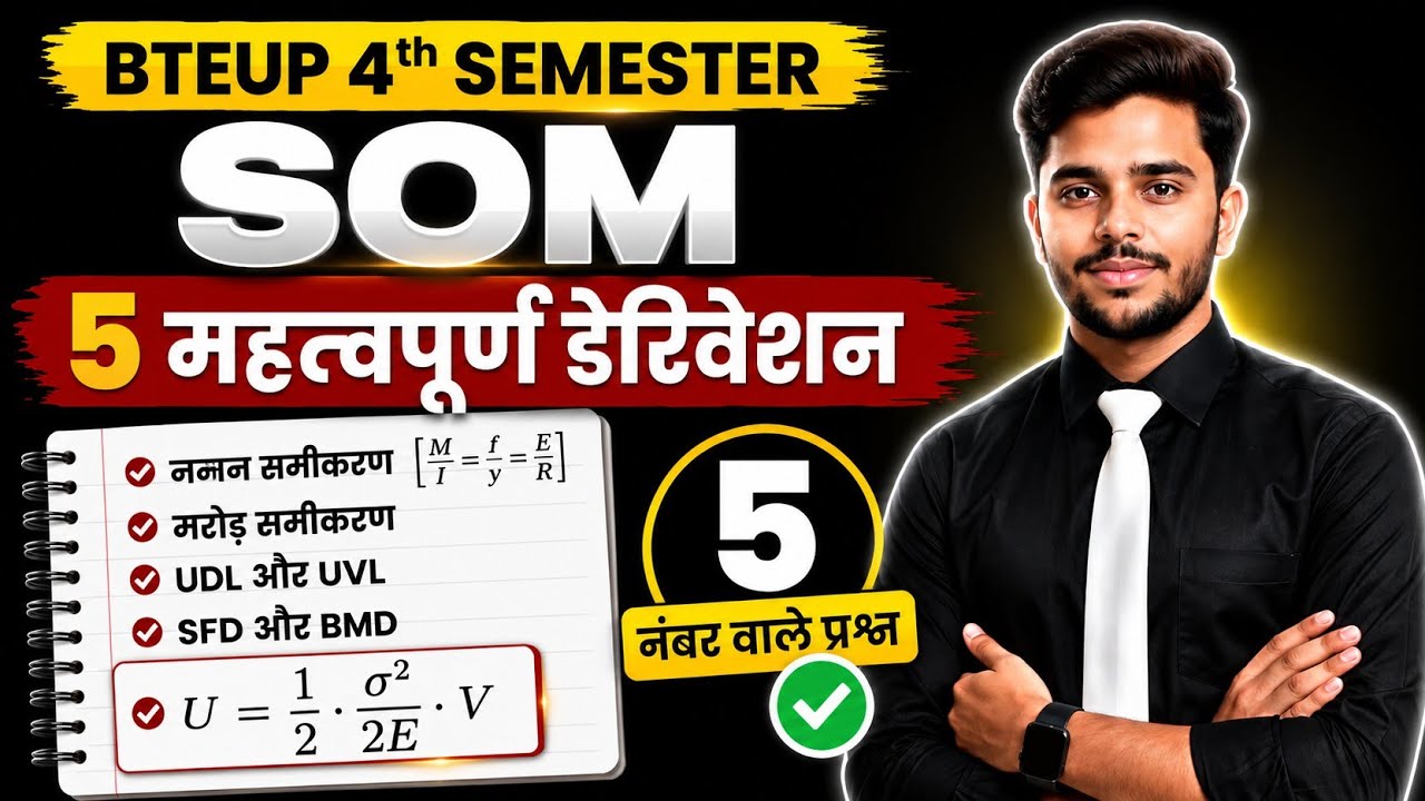 🔴BTEUP 4th Semester SOM Important Derivation 2026 | 5 महत्वपूर्ण डेरिवेशन #bteup2026 