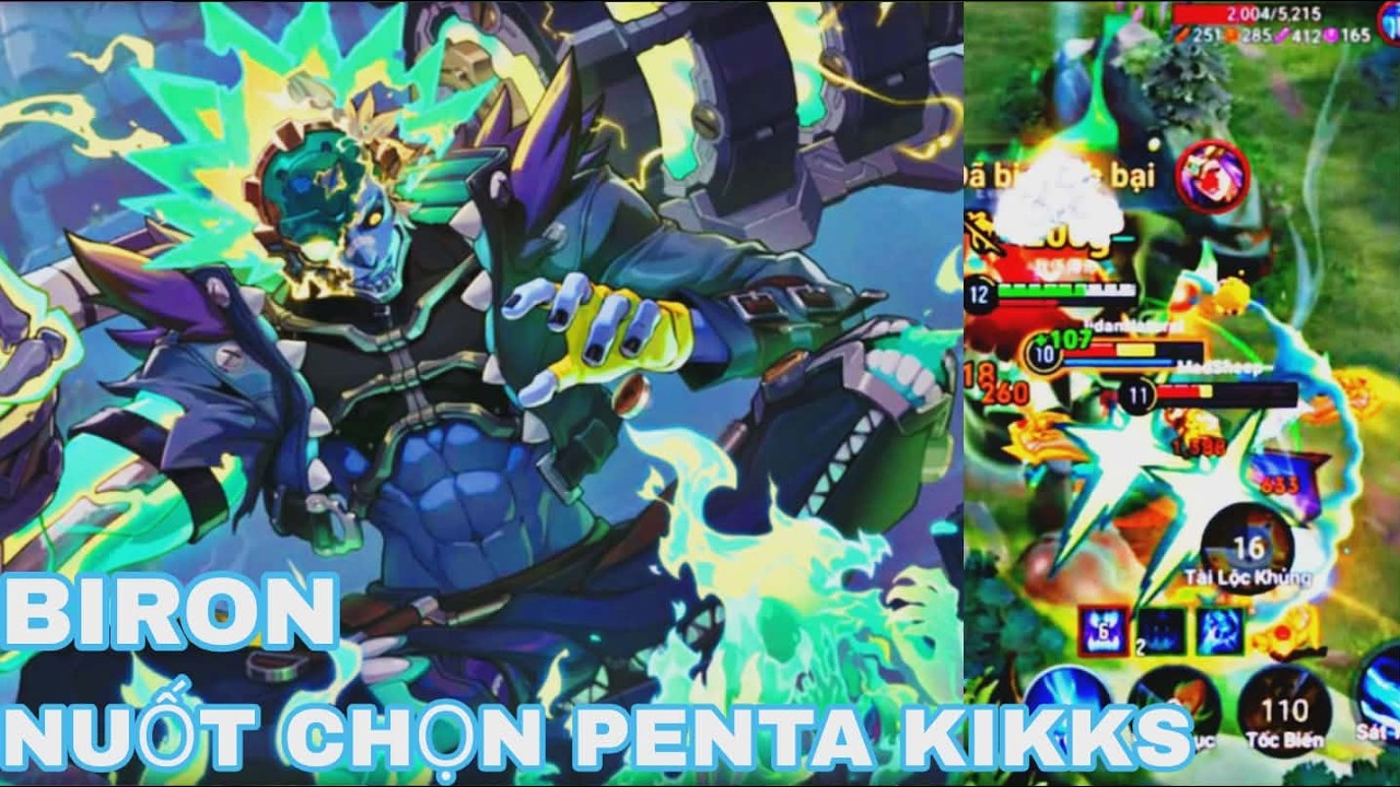 ( HONOR OF KINGS ) Trận Đấu Cân Năm Người Team Bạn Nuốt Chọn Penta Kills Cùng Skin Biron - Deathmerc