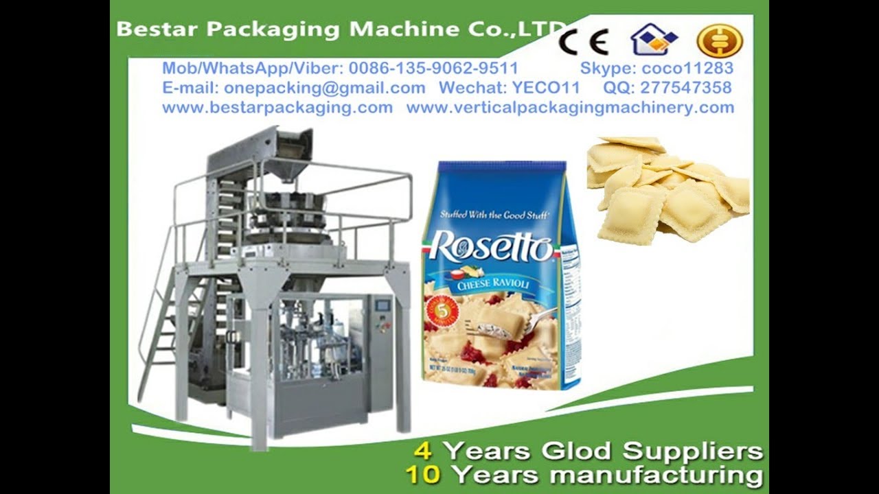Doypack with ziplock stand up pouch filling machine for frozen food ravioli dumplings