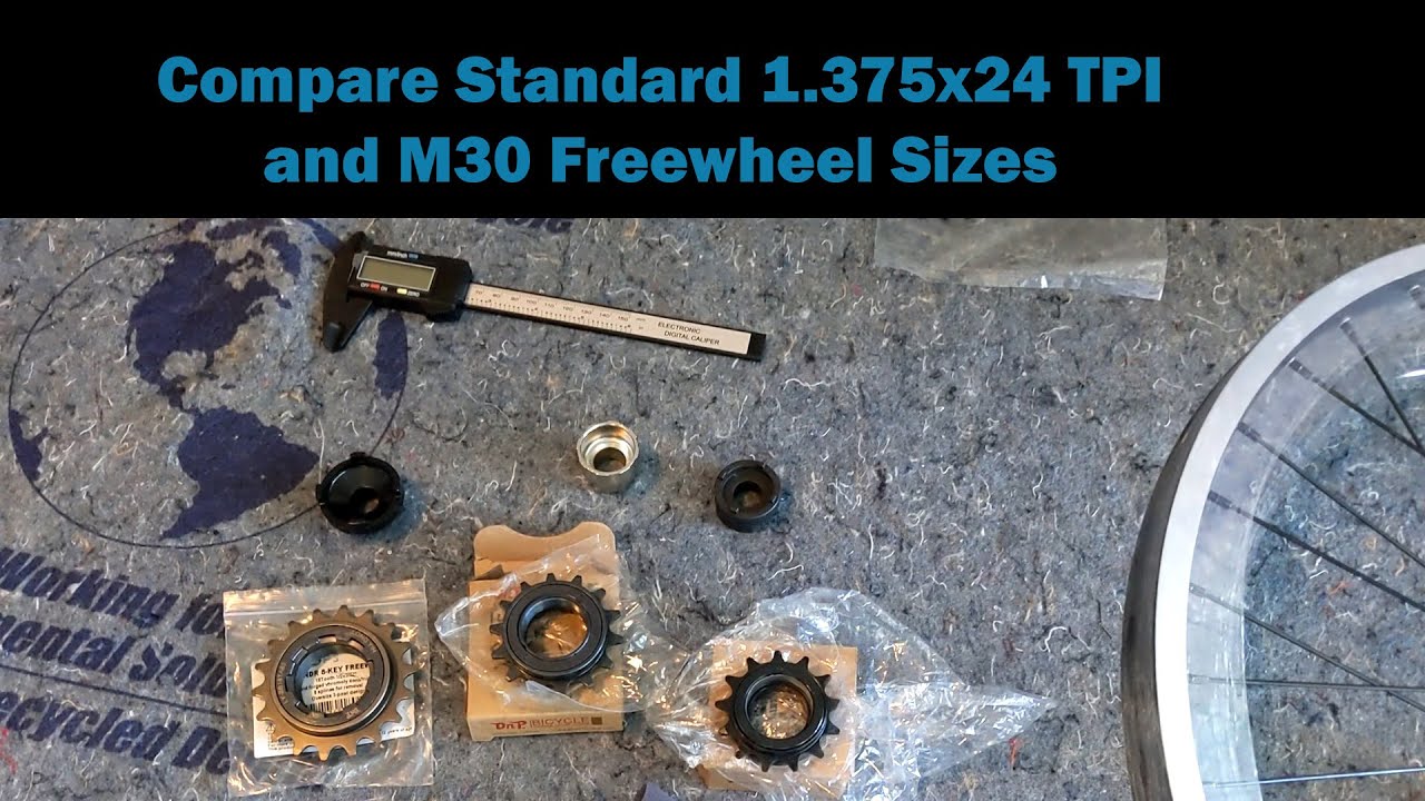 Compare 1.375x24 TPI and M30 freewheel sizes on a BMX style flip-flop hub