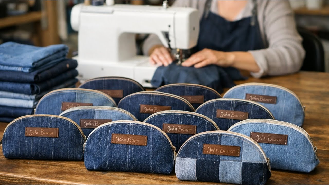 💙✂️Очень просто сшить стильную косметичку из обрезков джинсов за 15 минут!