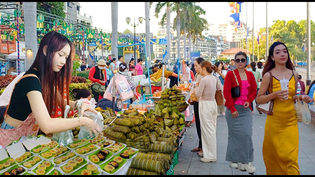 BEST Snacks! KHMER CAKE & DESSERTS You Must Try! CAMBODIAN STREET FOOD, Phnom Penh Night Market Tour
