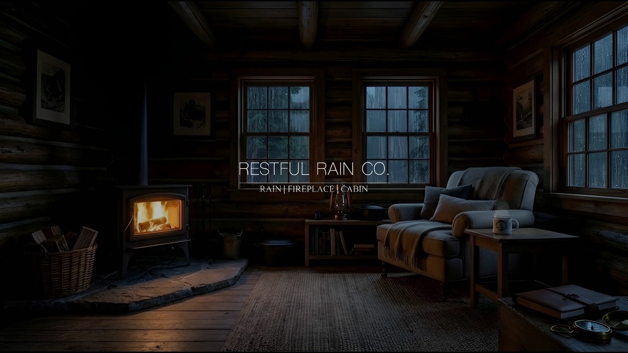 Peaceful Rain & Fireplace 🌧️ Cozy Cabin Night for Deep Sleep