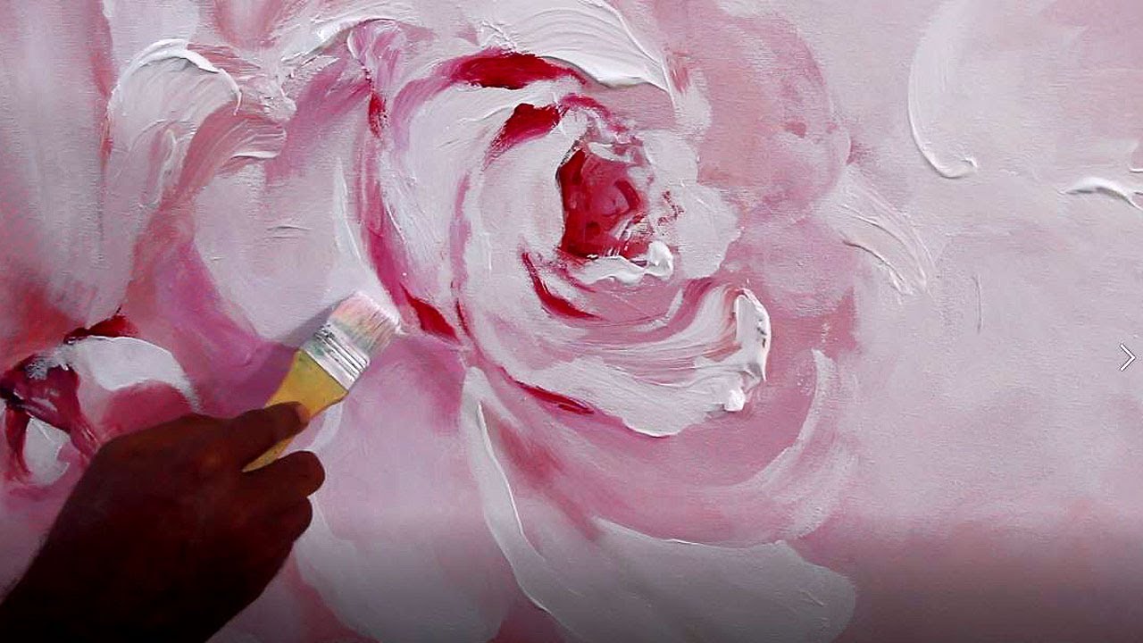 How To Paint Large Flowers Painting In Acrylic On Canvas | Rose Acrylic Tutorial | Shahanoor Mamun
