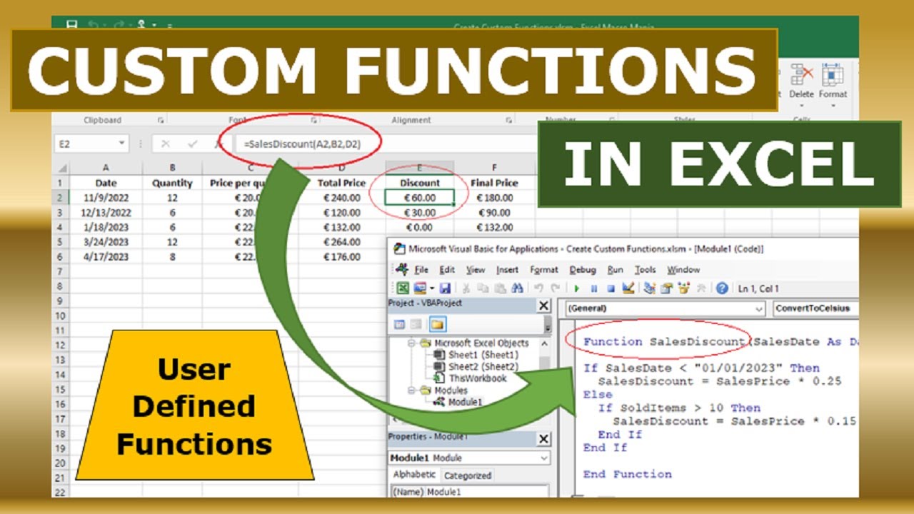 Создание пользовательских функций в Excel (пользовательские функции)