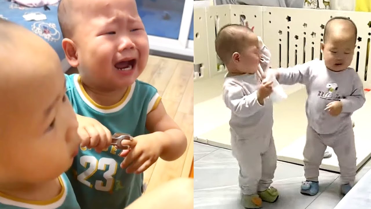 【超萌双胞胎】非要自己感受到了才知道疼...【西西和柚柚呀】#baby #cutebaby #funny #可愛い #萌娃