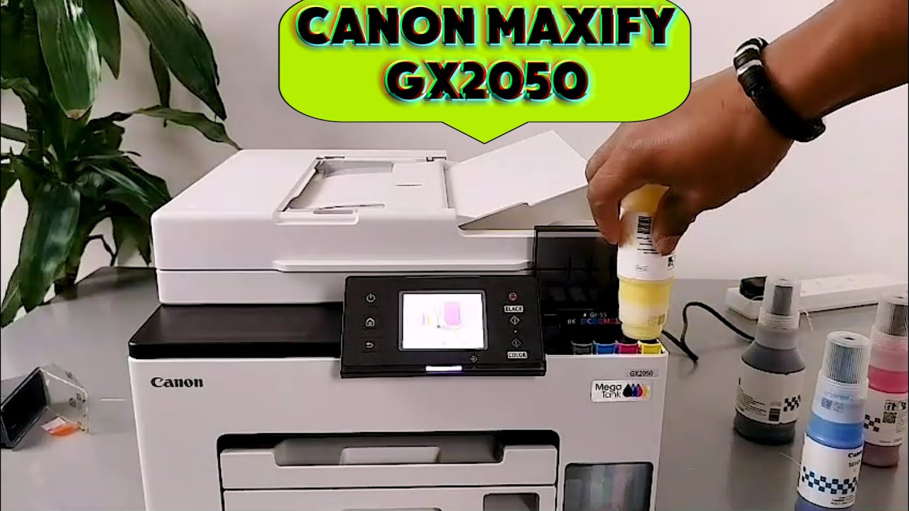 Настройка принтера Canon Maxify GX2050: установка чернильного картриджа, печатающей головки, загр...