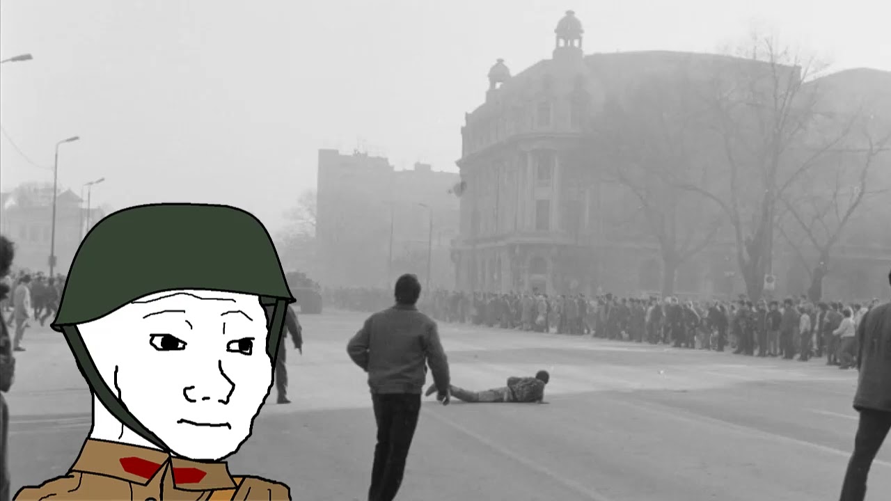 Trei Culori but you're shooting protesters during the Romanian Revolution