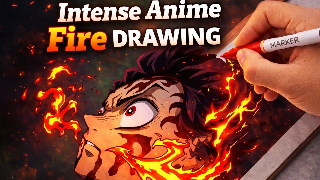 UNSTOPPABLE! 👺 Drawing Tanjiro's Hinokami Kagura | Demon Slayer Acrylic Art