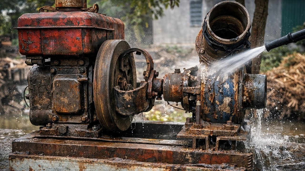 Restoring an Abandoned Water Pump Engine Covered in Rust & Mud | Full Restoration