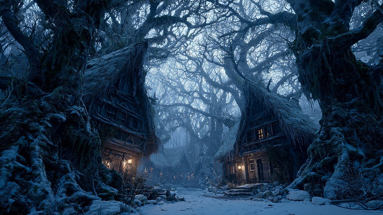 Winter Medieval Village in Snow | Medieval Celtic Music for Sleep