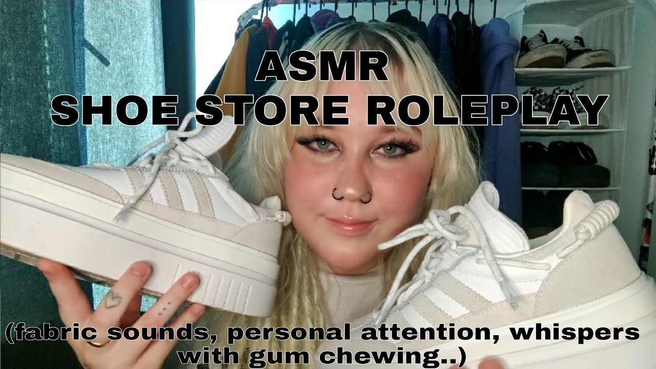 ASMR suomi - kenkäkauppa roleplay! 👟 fabric sounds, personal attention, gum chewing