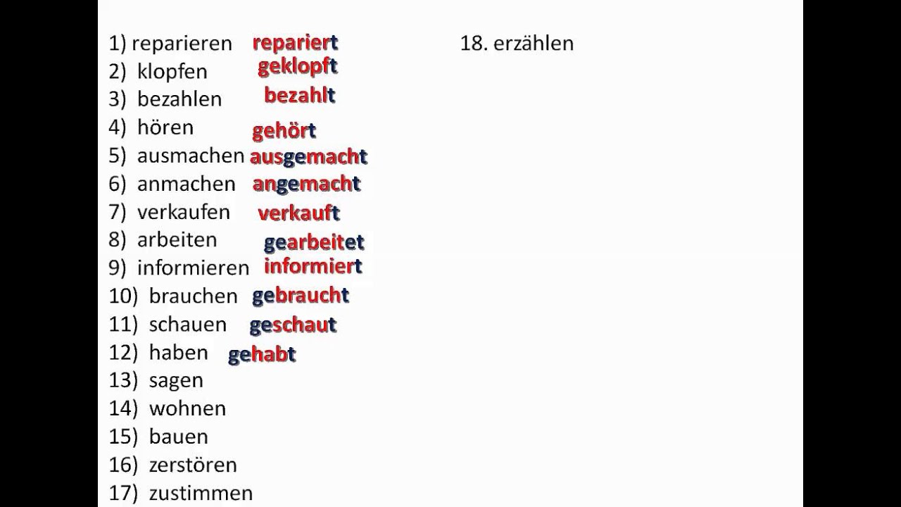 Working with the perfect tense in German - www.germanforspalding.org