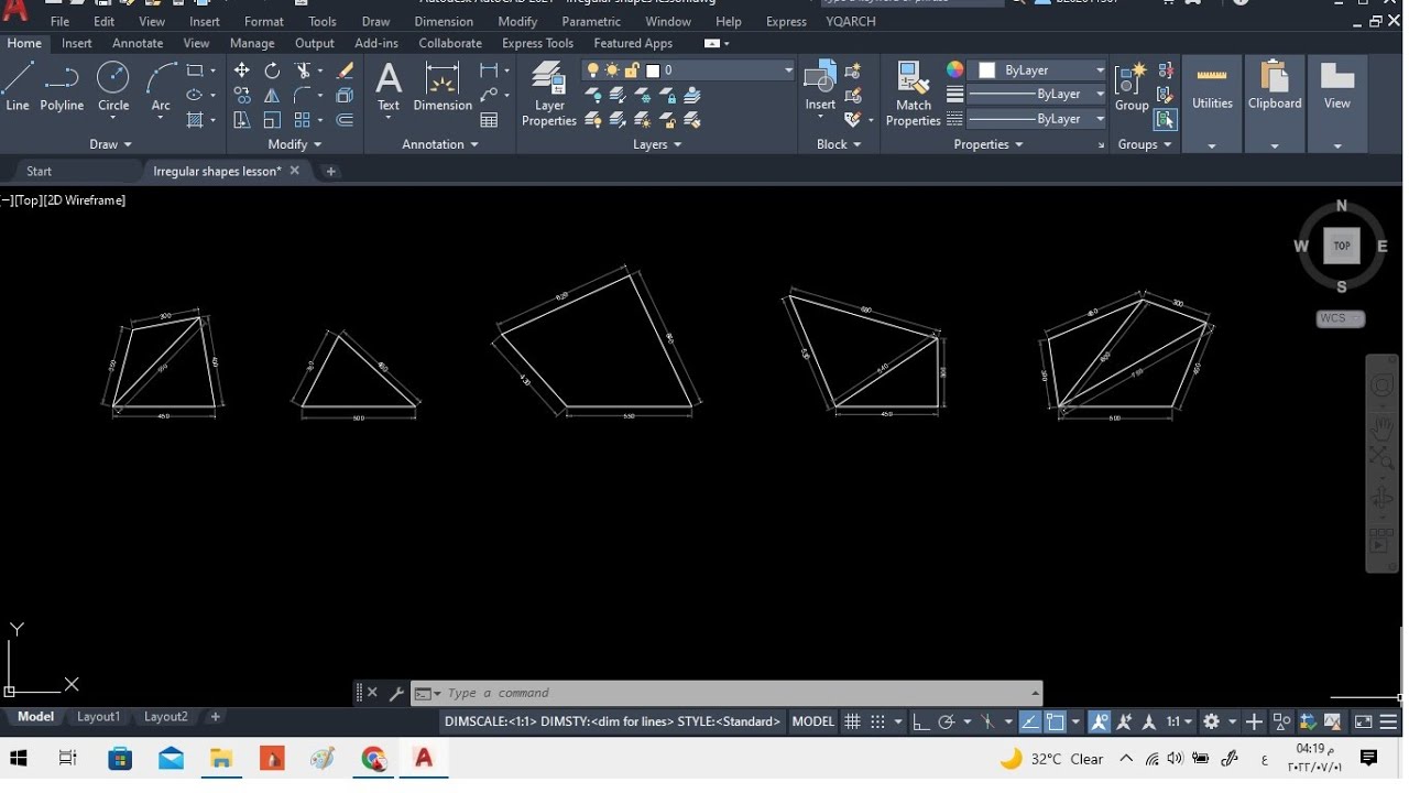 Irregular shapes in AutoCAD كيف أرسم شكل غير منتظم وغير معلوم الزوايا على ال