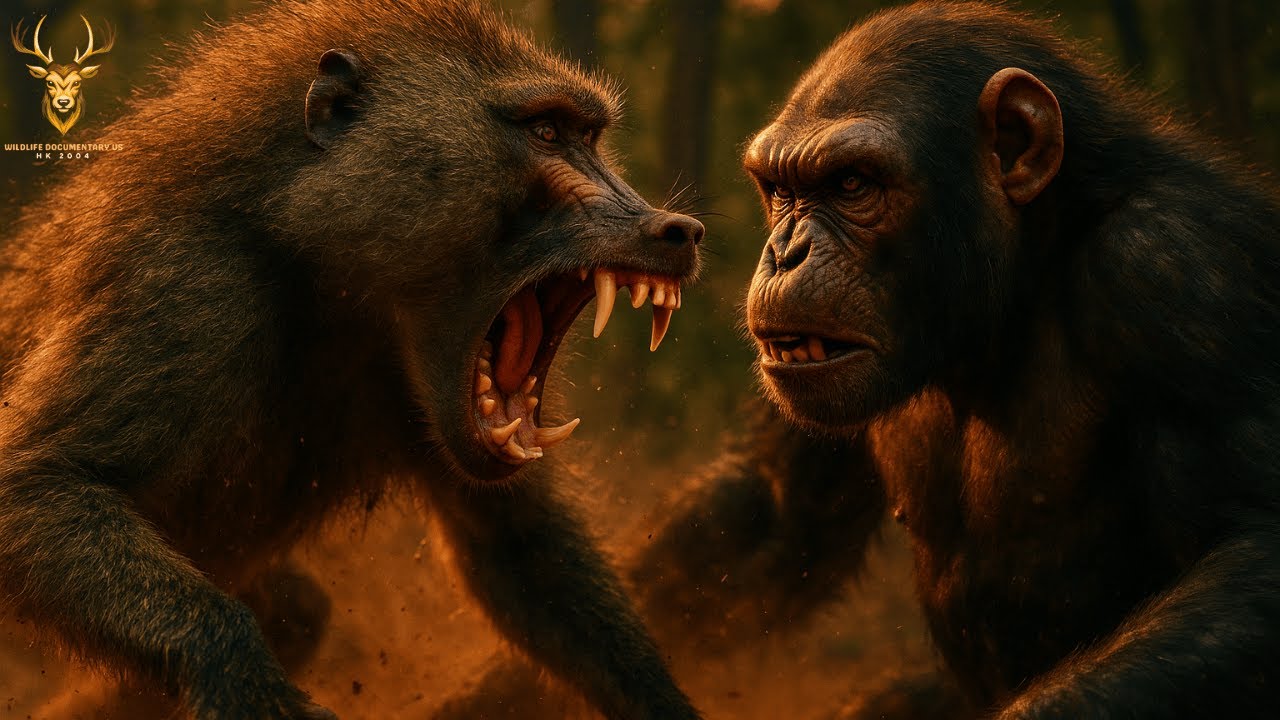 Brutal Africa Baboon vs  Chimpanzee   The Ultimate Jungle Rivalry