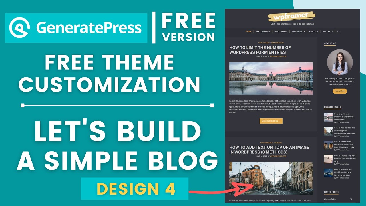 GeneratePress Free Tutorial - Build a Simple Blog [Design 4]