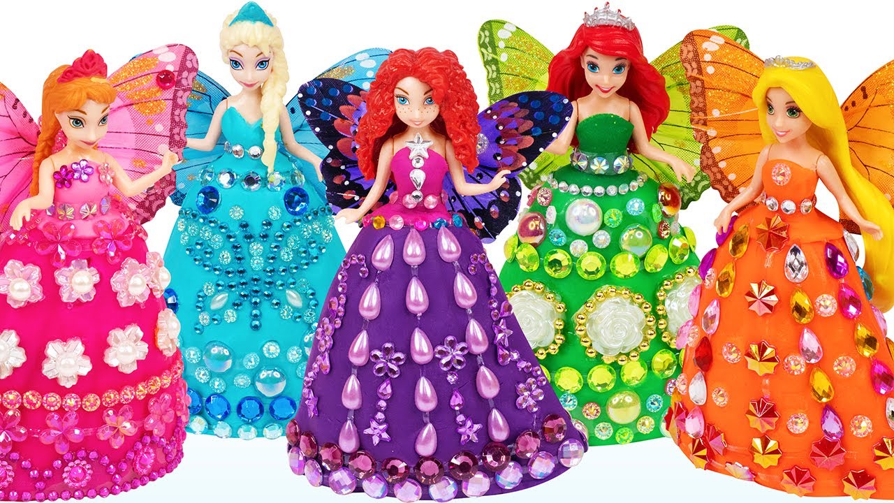 DIY Amazing Sparkle Butterfly Dresses out of Clay for Princess Mini Dolls