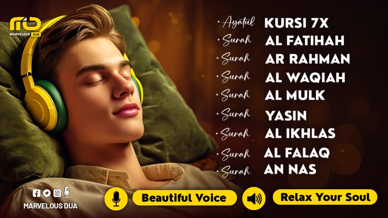BEST Quran Recitation in A Peaceful Voice | Alfatiha, Ayat AlKursi, Yasin, Arrahman, AlWaqiah, AlMul