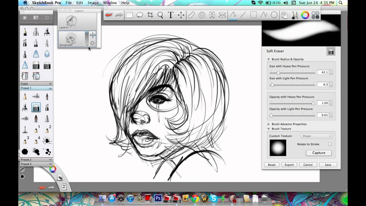 Sketching and Inking process (Sketchbook Pro)