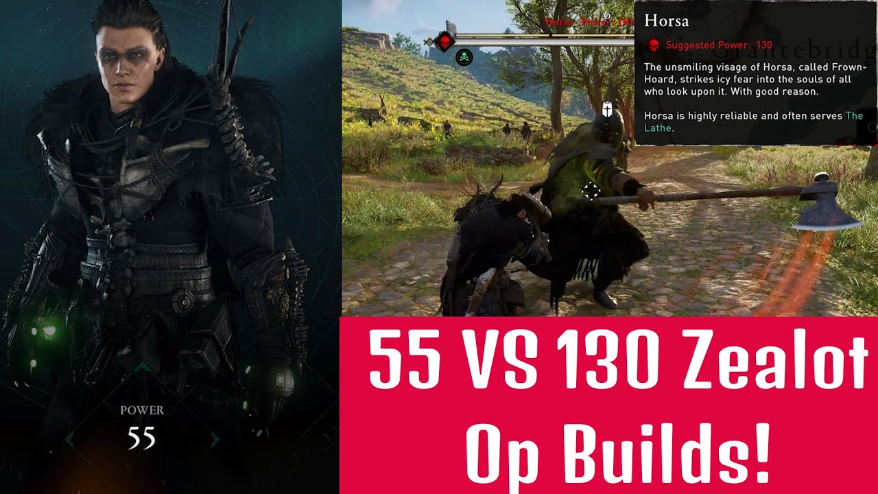 Op Builds 55 Vs 130 Power Level - Zealot Horsa - Berserkr Difficulty - Assassin's Creed Valhalla