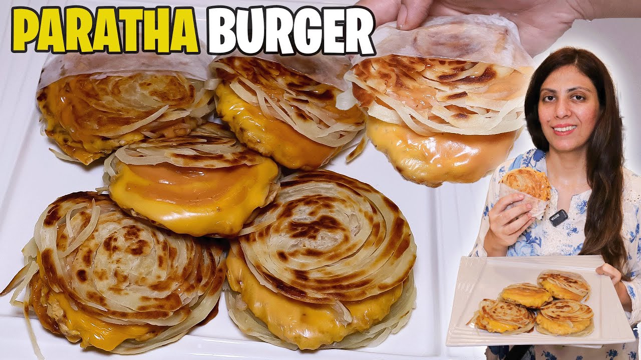 Dubai Viral Paratha Smash Burger Recipe l Cheesy Chicken Patty Paratha Burger Recipe By Amna