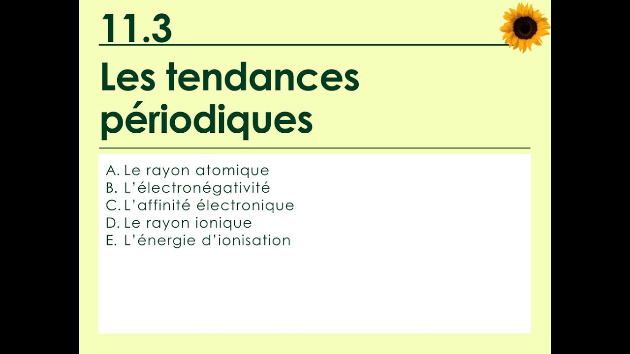 11.3 - Les tendances périodiques