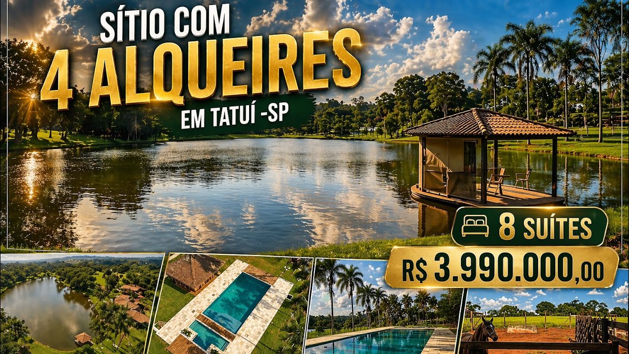 Sítio ESPETACULAR Á VENDA no interior de São Paulo / Lindo LAGO - 9,5 Hectares / Ótima estrutura