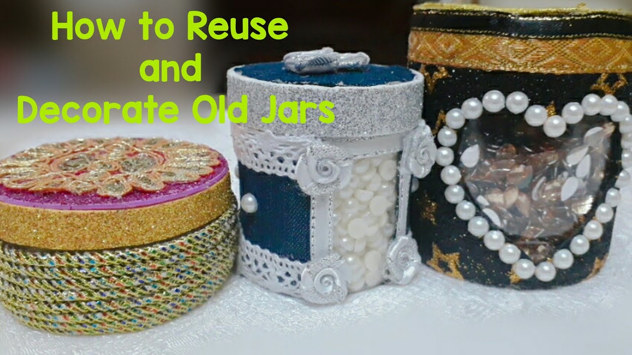 How to reuse and decorate old jars/diy decorate waste jars/ recycle old jars, best out of waste