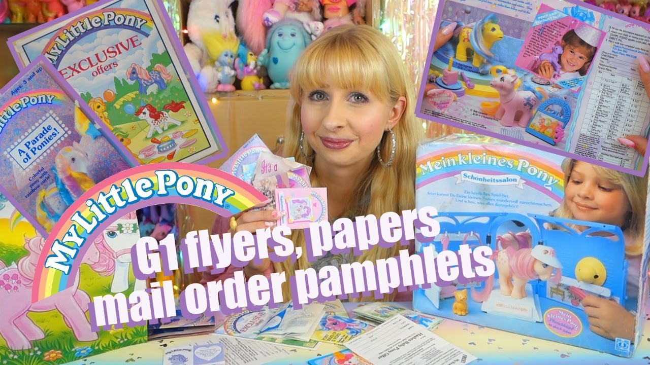 Vintage G1 My little Pony mail order pamphlets, flyers, paper booklets + playset box Pretty Parlor