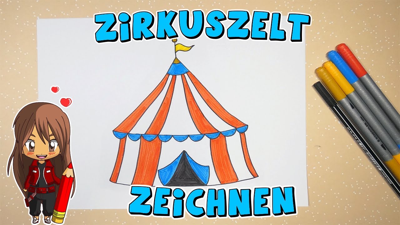 Zirkuszelt einfach malen für Kinder | ab 6 Jahren | Malen mit Evi | deutsch