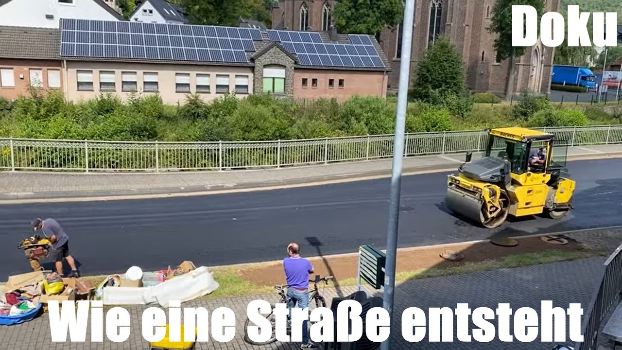 Eine Straße entsteht (Raupenfertiger, Asphalt Manager, LKW Kipper etc.) Doku - Asphalt Dokumentation