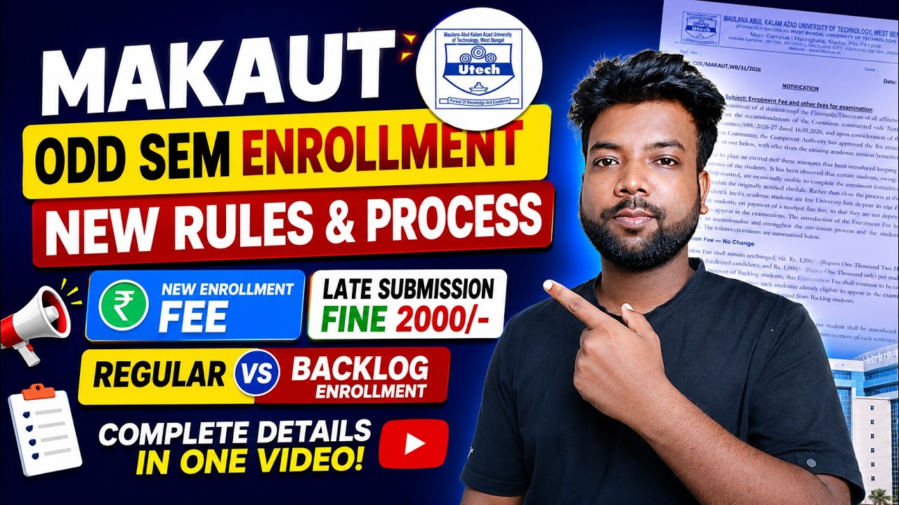😭MAKAUT ODD SEM New Enrollment Process | Fee & Late Fine for Regular & Backlog | New Notice #makaut