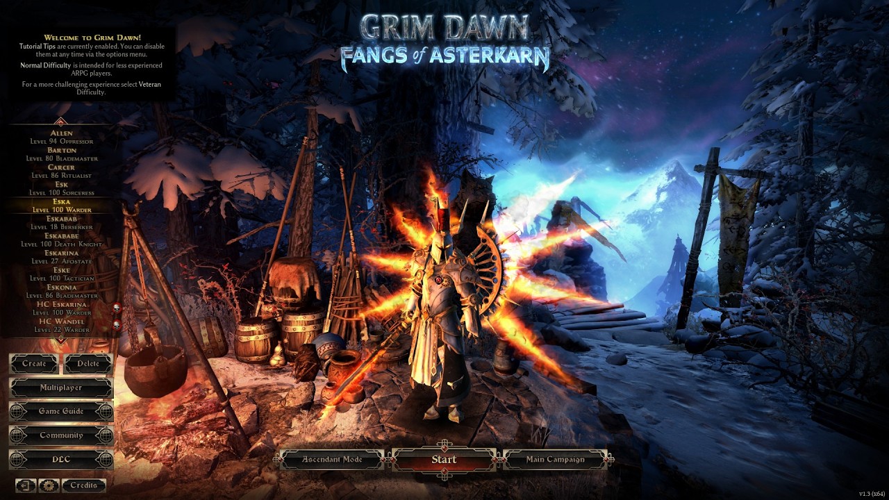 Grim Dawn - Fangs of Asterkarn DLC - Ultos Warder lvl 100 - Ascendent mode