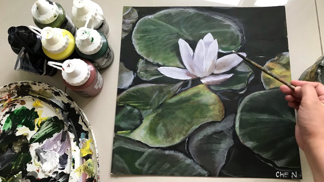 Waterlily Pads Painting Tutorial Using Acrylics / By Cheryl Navarro