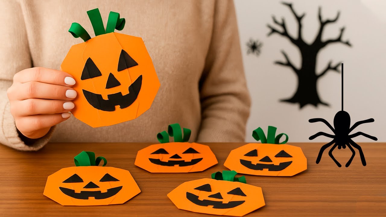 🎃 CALABAZA DE PAPEL HALLOWEEN 🎃 Manualidades para Halloween | PAPER CRAFT PUMPKIN HALLOWEEN