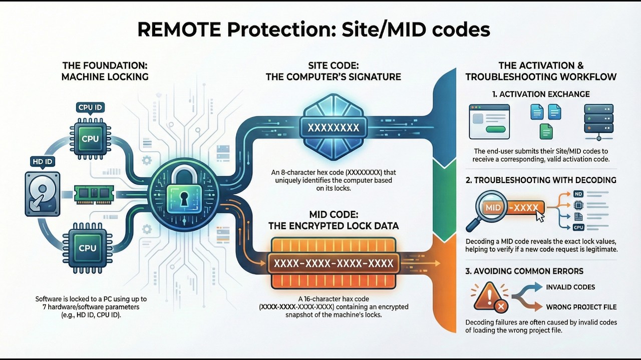 PC Guard: REMOTE Protection: Site/MID Codes