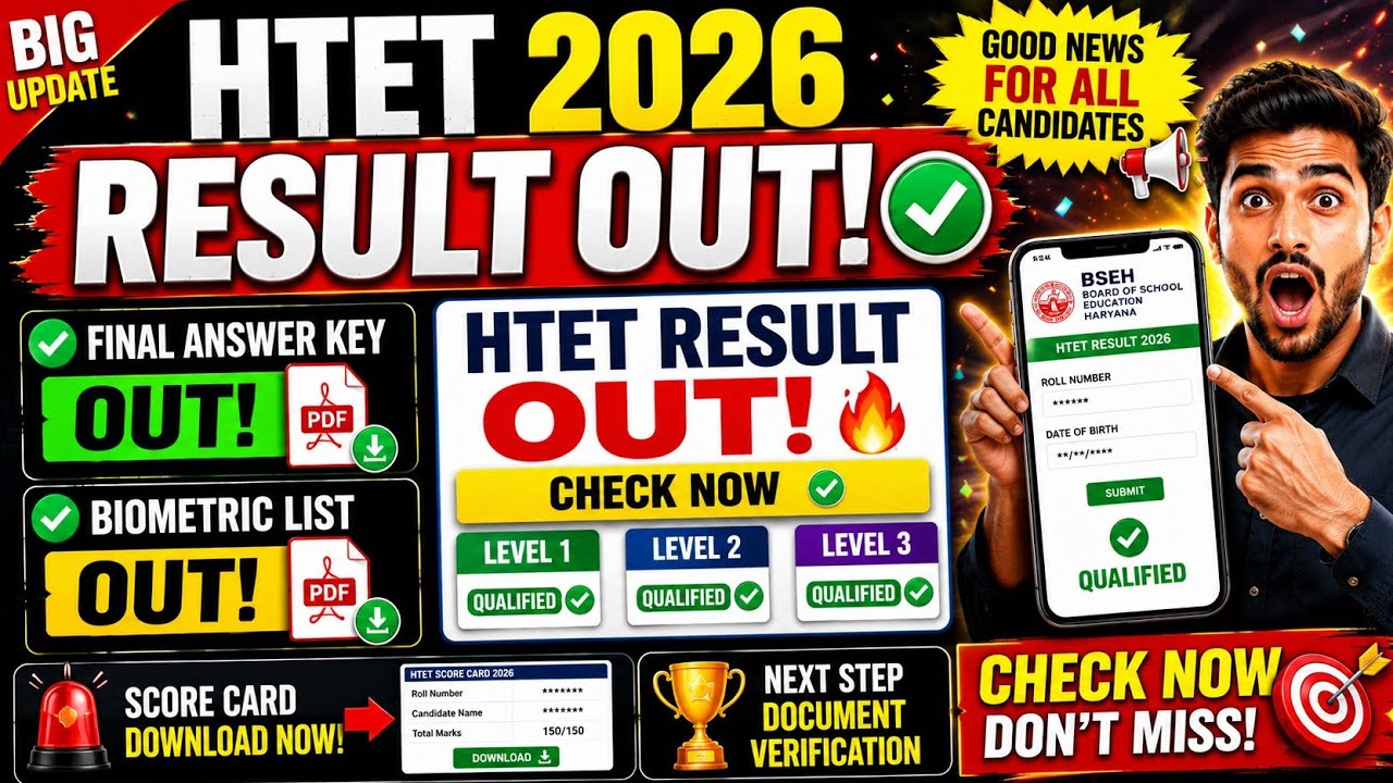 HTET Result 2026 BIG Update 🔥 Final Answer Key Soon | Biometric List OUT Soon? Complete Update