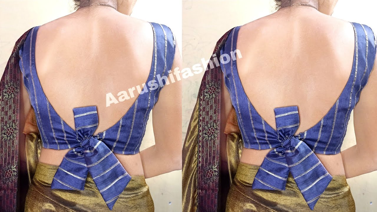 V Neck Model Style Lapeta Blouse Cutting And Stitching | Ribbon Blouse Design | Blouse Design No-39