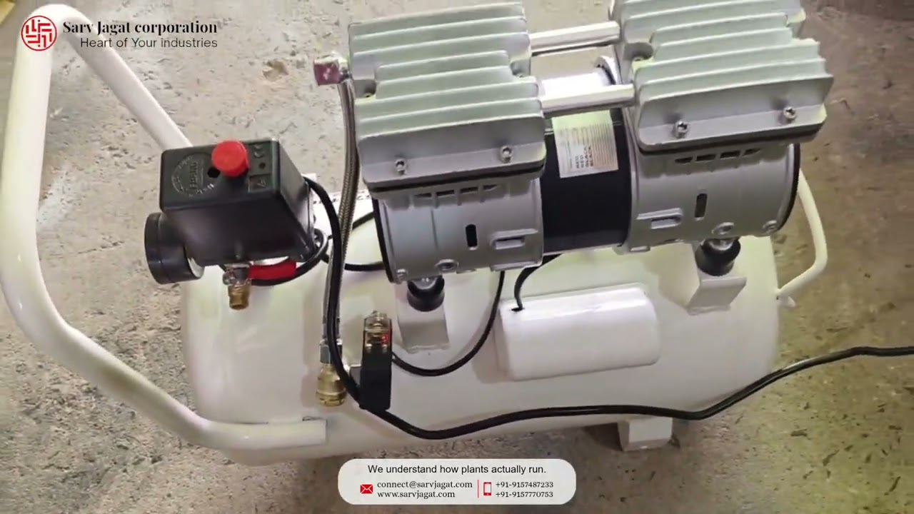Oil-Free 1 HP Air Compressor | Aluminium Body | 25–50 L Tank | Factory Testing & Supply – Kutch