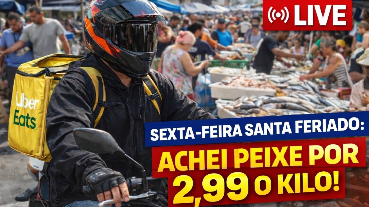 🚨IRL AO VIVO - Sexta-Feira Santa no Rio! Moto Uber + PEIXE a 2,99 😳🐟