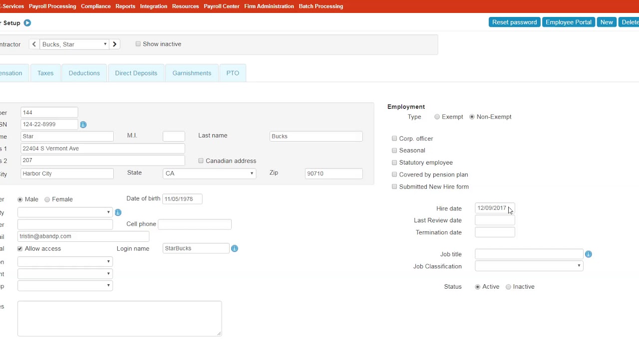 Setting up an employee in Payroll Relief