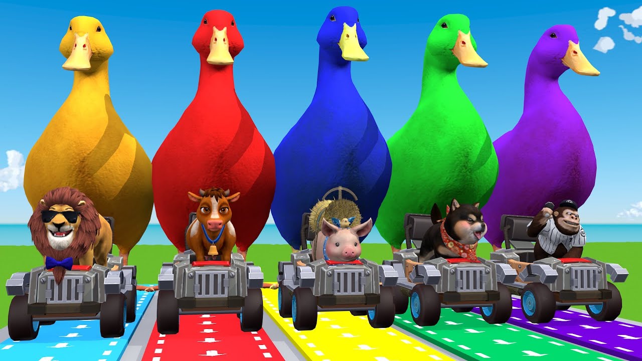 Long Slide Game With Cow Elephant Gorilla Hippopotamus Tiger 3d Animal Game Funny 3d Animals Top