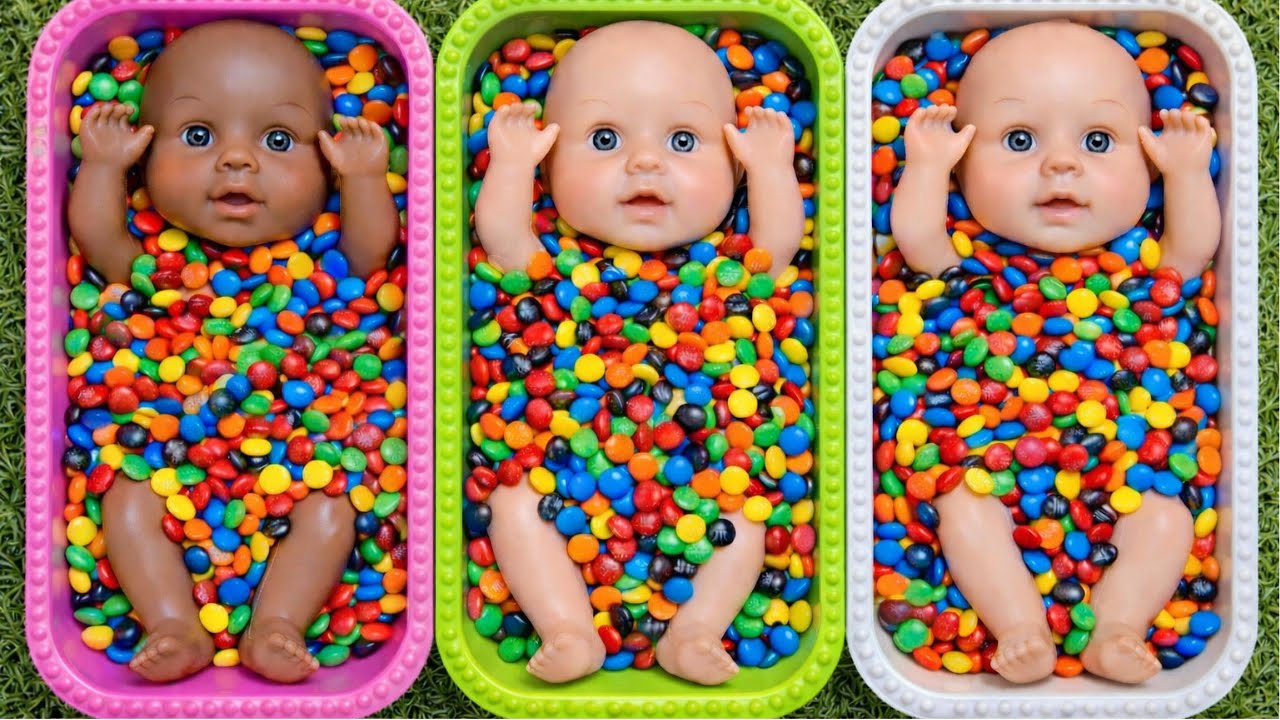 3 Rainbow Bathtubs Candy | M&M’s & Magic Slime Cutting ASMR | No Talking Satisfying Relaxing ASMR!